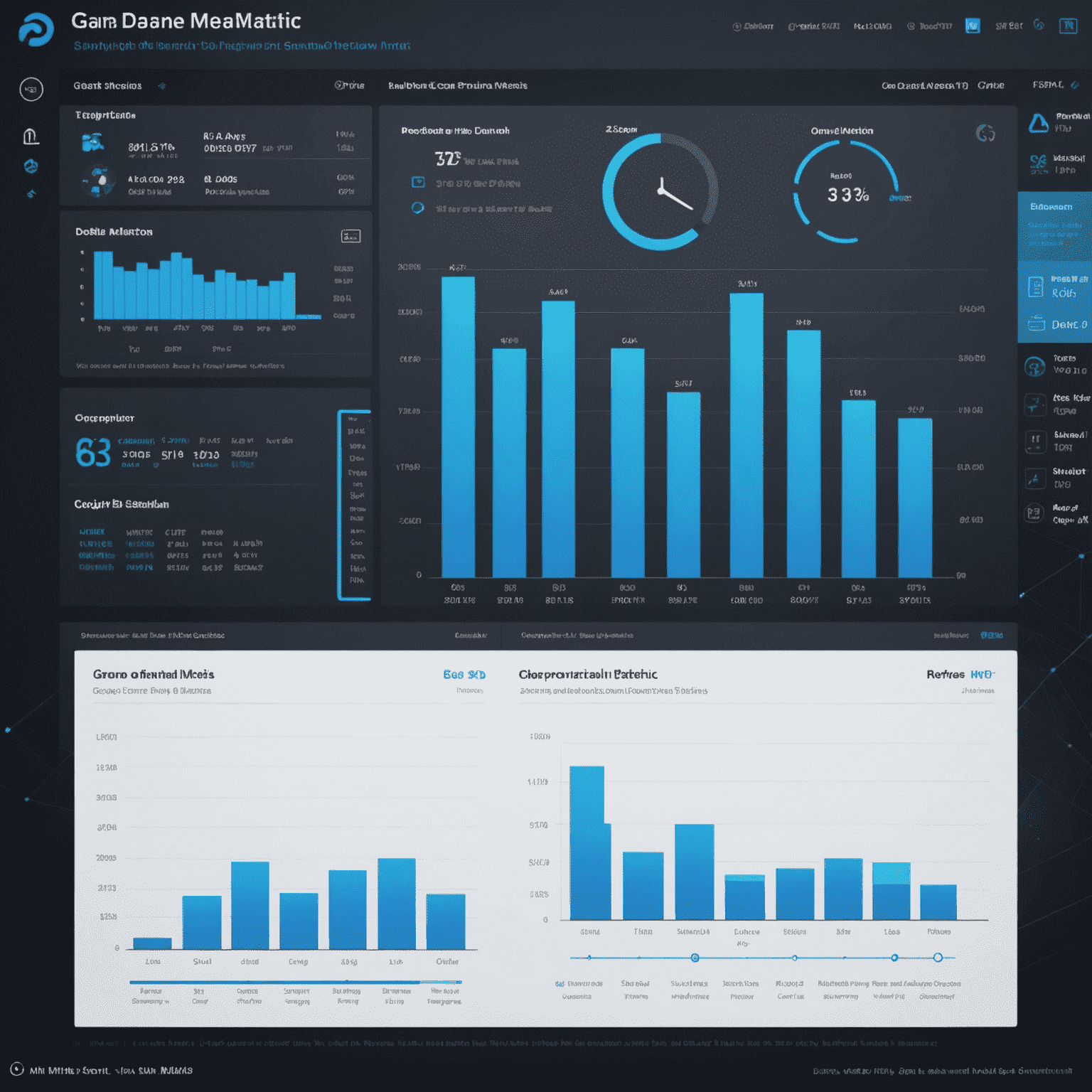 A side-by-side comparison of game performance metrics before and after optimization, showcasing improved frame rates and reduced resource usage. The image uses simple bar graphs and charts with a sky blue and white color scheme.